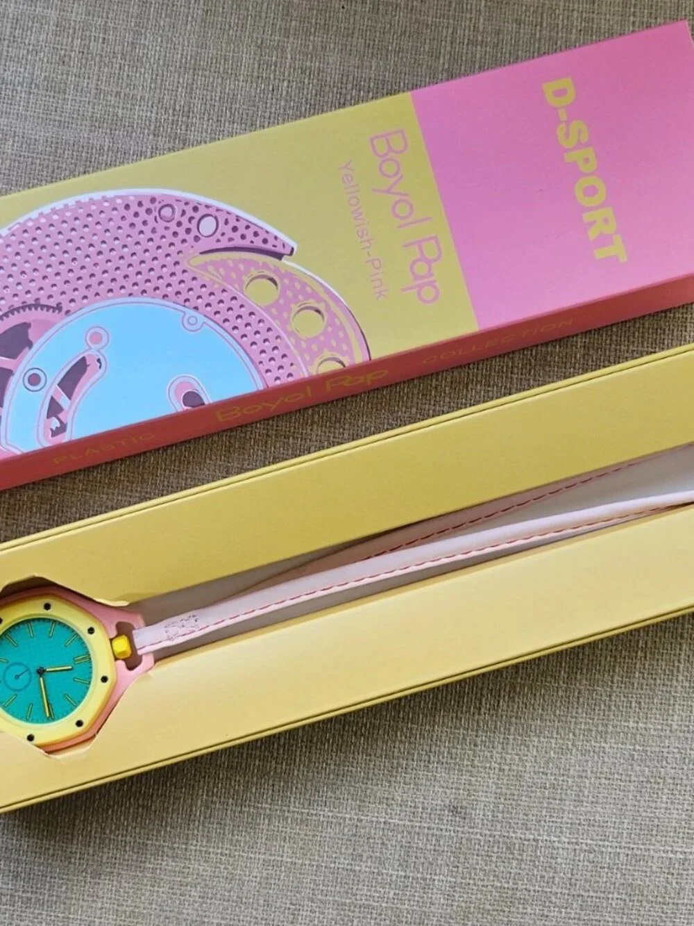 Fashion Pocket Watch Analog Quartz Hand Watch Pink/Yellow Tone Sport Watch
